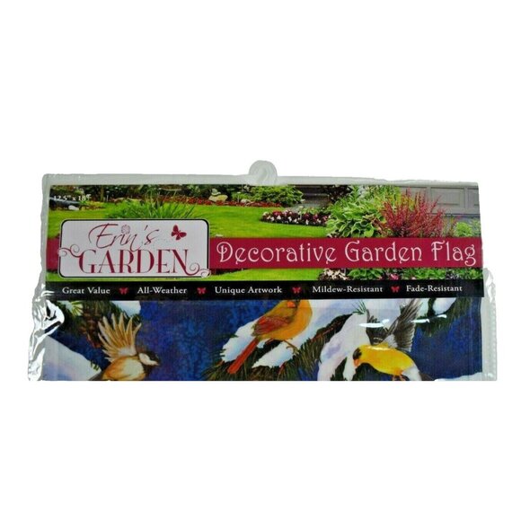 Erin's Garden Snowman and Birds Decorative Garden Flag 12.5 x 18 New - Picture 2 of 4